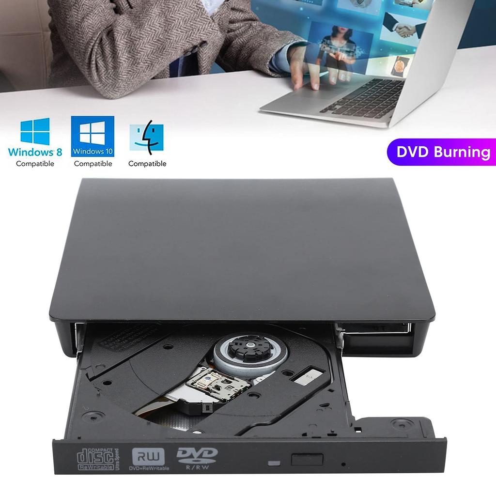 External CD External Optical Mobile Dual Port DVD Drive for Laptop Portable CD DVD RW Player Drive, Drive, USB3.0 Computers, (Read Only)