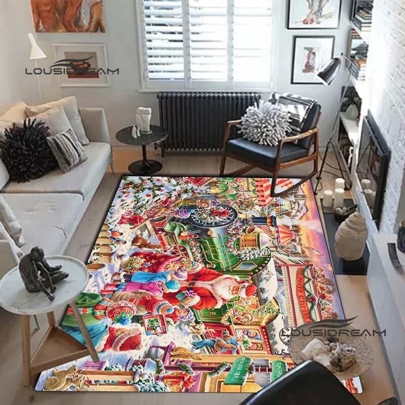 Weihnachts-Weihnachtsmann-Teppiche und Vorleger, Winter-Schnee-Teppich, Bodenmatte, Wohnzimmer, Schlafzimmer, großer Bereich, weicher Teppich, Kinderzimmer-Teppich