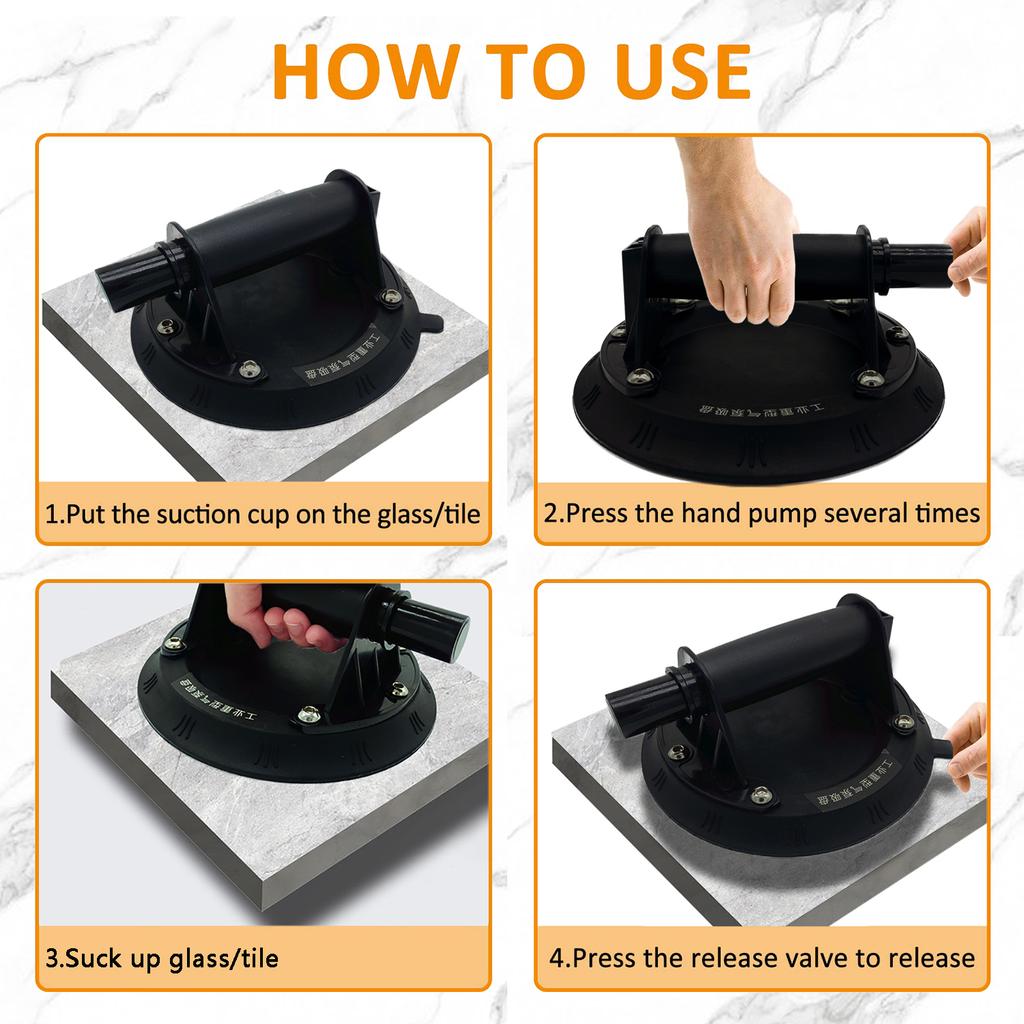 8 Inch Vacuum Suction Cup 250kg Bearing Capacity Heavy Duty Vacuum Lifter for Granite Tile Glass Manual Lifting