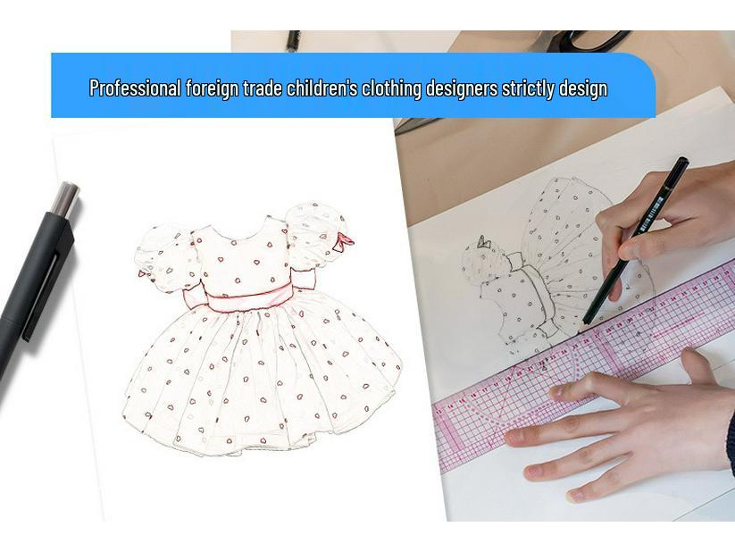 2024 Fashionable Girls' First Birthday Dress - Cute Puff Sleeve, Heart-Shaped Skirt, Princess Design