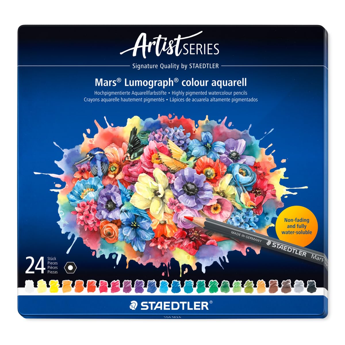 Staedtler Mars Lumograph Watercolor 104 M24 Pencils, 24-Color Set,