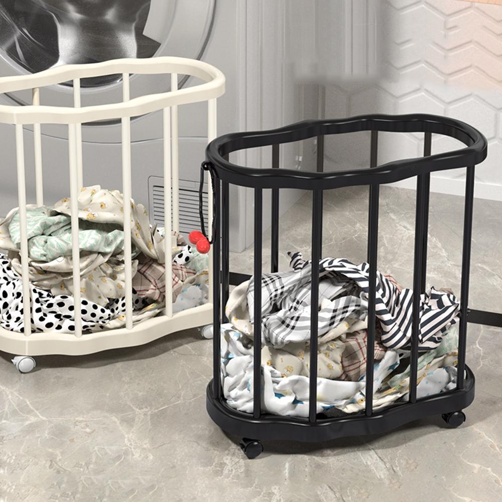 Plastic High Aesthetic Value, Light Luxury, Movable Dirty Clothes Basket, Home Yoga Mat Storage Basket, Bathroom Clothes Shelf