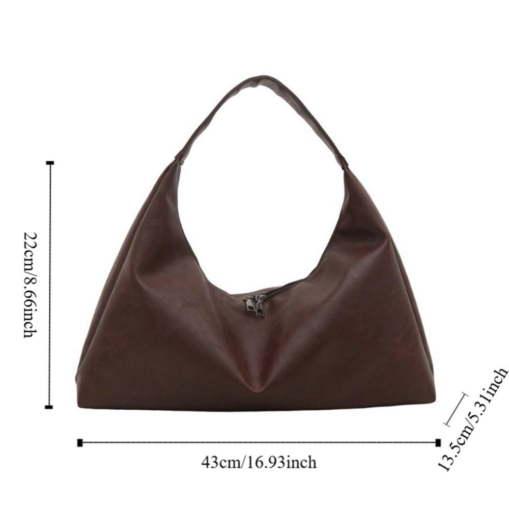 Leisure Soft Leather Tote Bag Vintage Women's Armpit Bag Trendy Large Shoulder Bag  Girls