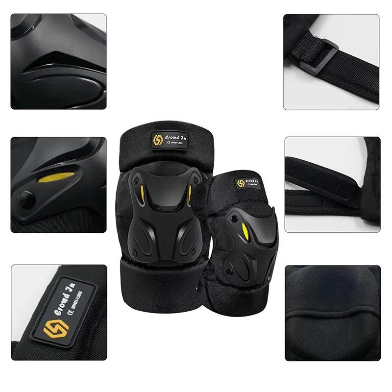 Ginocchiere e gomitiere per motociclette, per equitazione, sport all'aria aperta, doppie cinghie, comfort regolabile, assorbimento degli urti, quattro stagioni, universale