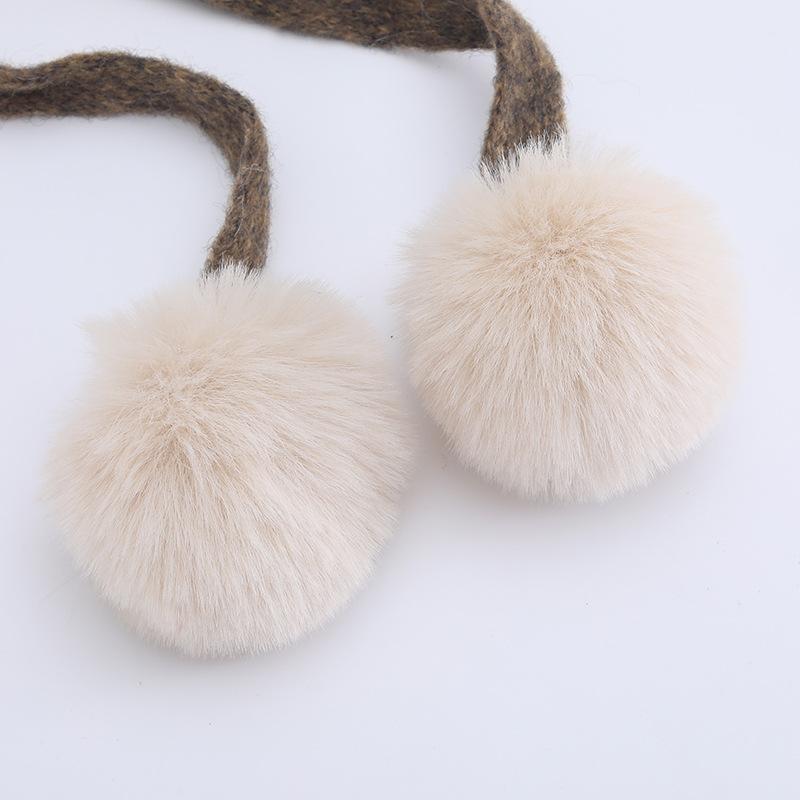 New Winter Knitted Plush Ear Protection Hat Thickened Plush Warmth Lei Feng Hat National Style Cold Proof Hair Ball Big Head Circumference