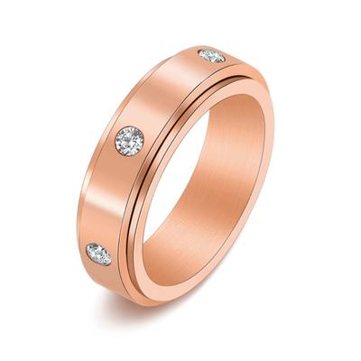 Minimalist Stainless Steel Rotating Diamond Ring for Men and Women Elegant Jewelry