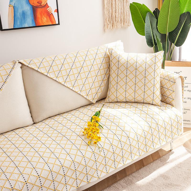 Sofa Cushion Cotton and Linen Minimalist Four-season Universal Non-slip Cushion Lazy Home Four-season Fabric Sofa Cover
