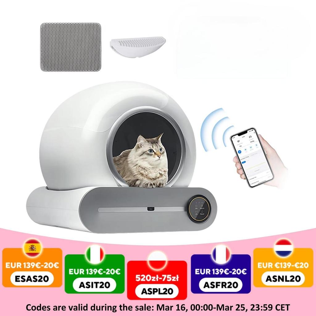 Large Smart Cat Litter Box Automatic Self Cleaning Closed Sandbox Cat Toilet App Control Pet Supplies English Version Cats WC