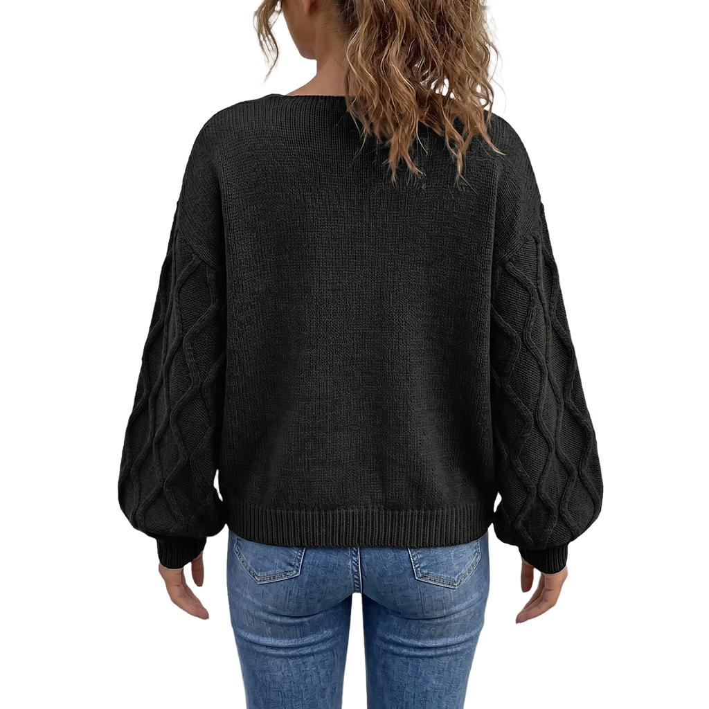 Women's Stylish V-Neck Sleeve Knit Sweater