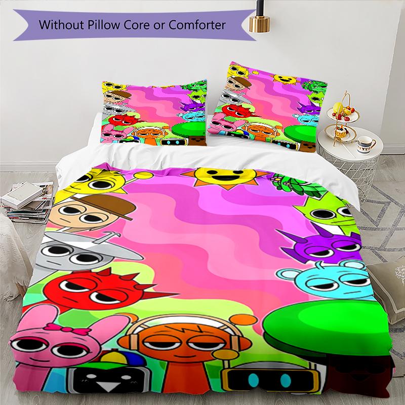 3pcs SPRUNKI9 Design Cover Set - HD Printed Bedding with 1 Cover and 2 Pillowcases - Perfect for Home and Dorm Decor