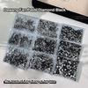 1440PCS Sparkle Pure Black Flat Back Round Diamonds Glass Nail Charms Rhinestones Decorations Manicure Art Charms Accessories