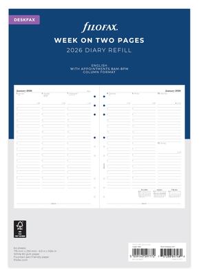 Filofax Deskfax Weekly Planner Refill, White, 2026, January Start, 26-68612, Officially Imported