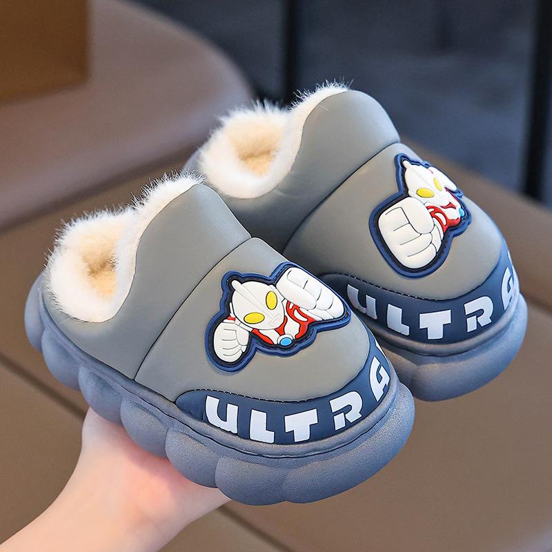 

Ultraman children s cotton slippers for winter, boys plush warm indoor waterproof and non-slip home slippers for toddlers 36/37Code（Inner Length2 сірий колір