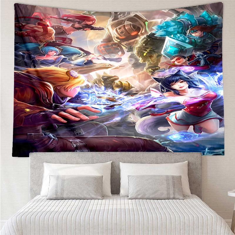 League of Legends Jinx Tapestry for Bedroom Aesthetic Classroom Tapestries Wall Hanging for Living Room Dorm Office,Ideal Creative Gift