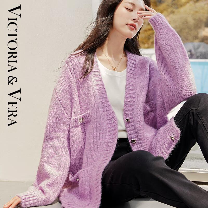 

VICTORIA&VERA Women s Autumn/Winter Relaxed V-Neck Knit Cardigan M