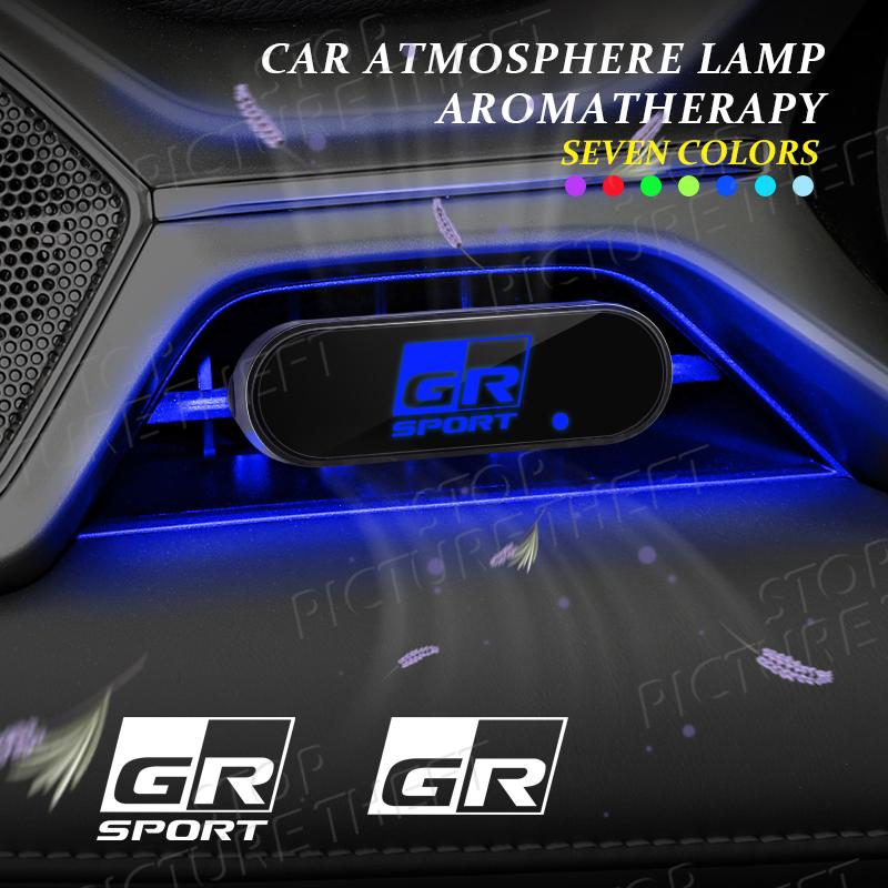 For Toyota GR Sport Logo Corolla Hilux Yaris Verso Camry Emblem Car Air Outlet Aromatherapy Atmosphere Light LED Air Freshener