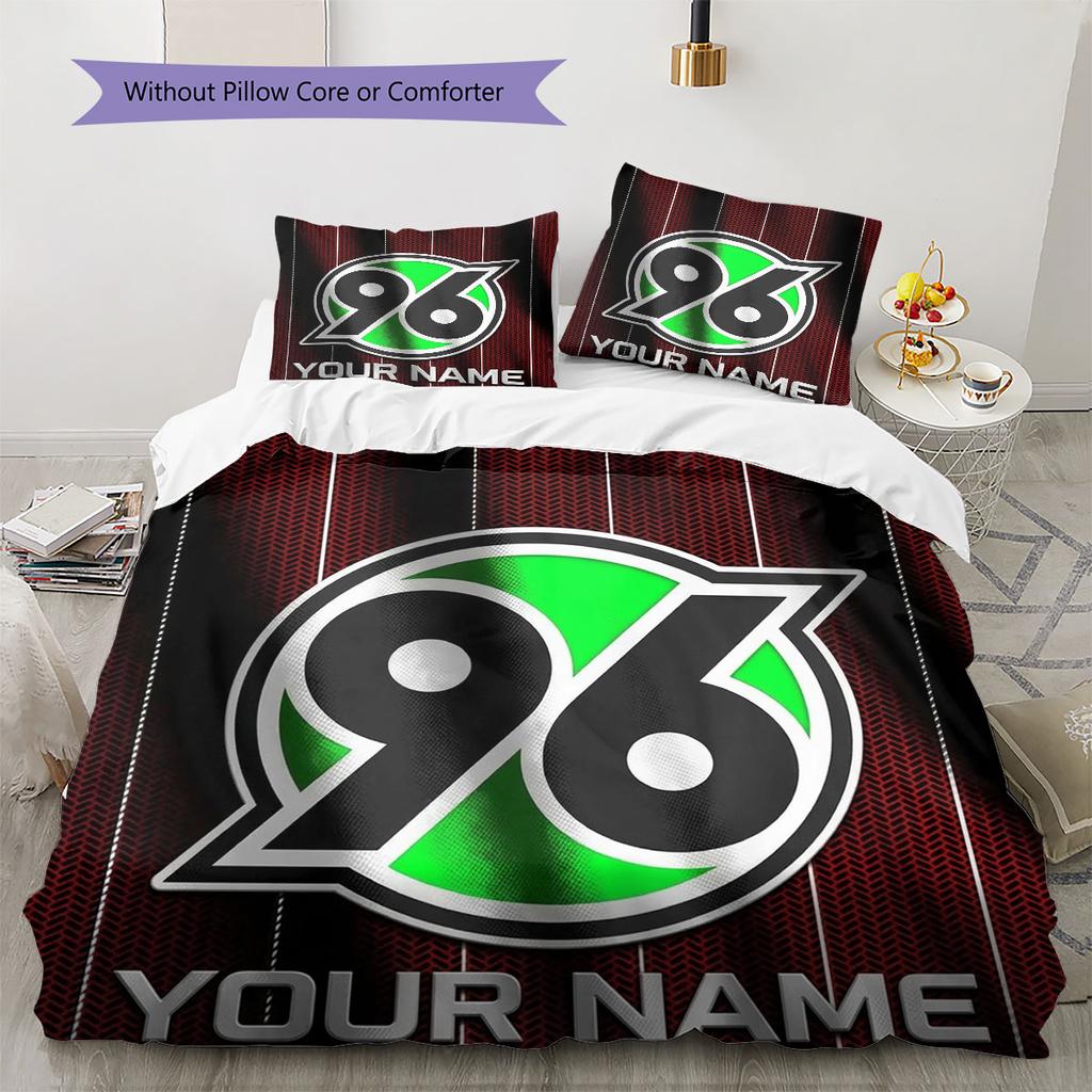 Hannover 96 Custom Name Pattern Bedding,Quilt Set Quilt Cover Pillowcase Home Birthday Gift(1 * duvet cover + 2 * pillowcase, without core)
