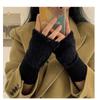 Mink plush plush student gloves warm and cold gloves female winter female black and white cute office half finger