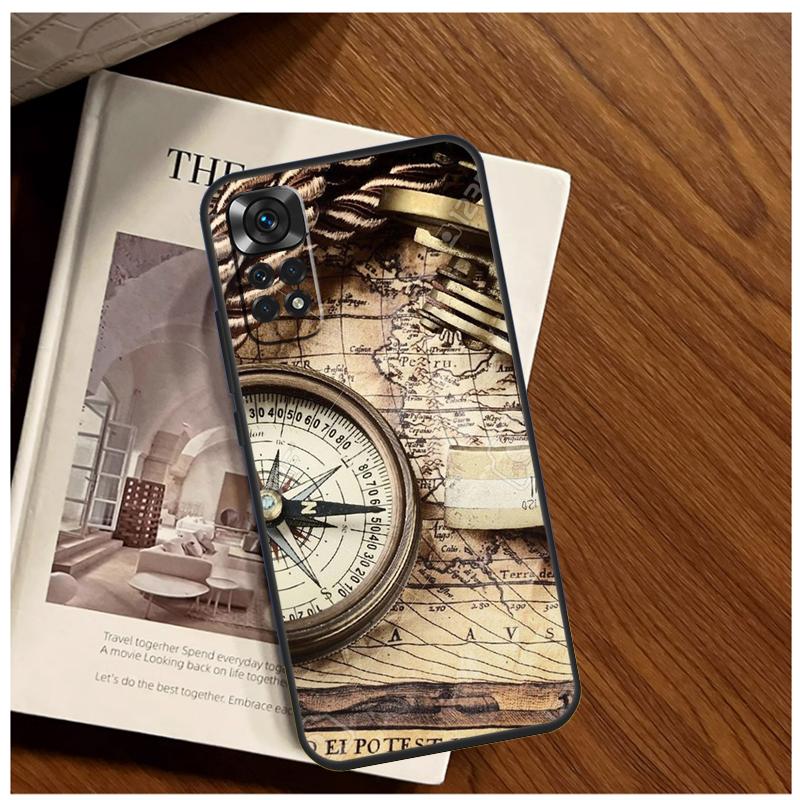 Compass Case For Xiaomi Redmi Note 13 14 9 10 11 12 15 Pro Plus Cover For Redmi 15 C 14C 10C 12C 13C
