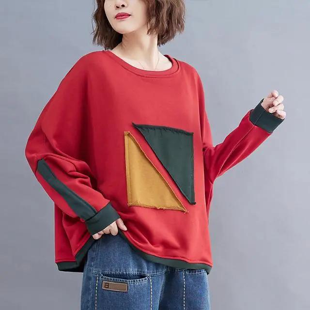 

Большие размеры Женские толстовки с капюшоном «летучая мышь» Свитшоты Женская осенняя одежда Женская стильная нижняя рубашка Осенний свитер Топ с длинным рукавом ONE SIZE красный