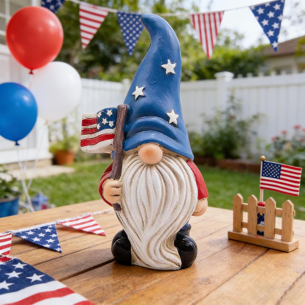 Unabhängigkeitstag Wichtel Onkel Sams Tomte Geschenk Sterne und Streifen Handgefertigtes Skandinavisches Tablett Ornament