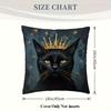 1Pc Vintage Black Cat Pillowcase - Golden Crown & Stars, 18X18 Inches, Soft Short Plush, Double-Sided,Hand Wash,Sofa & Bed Decor