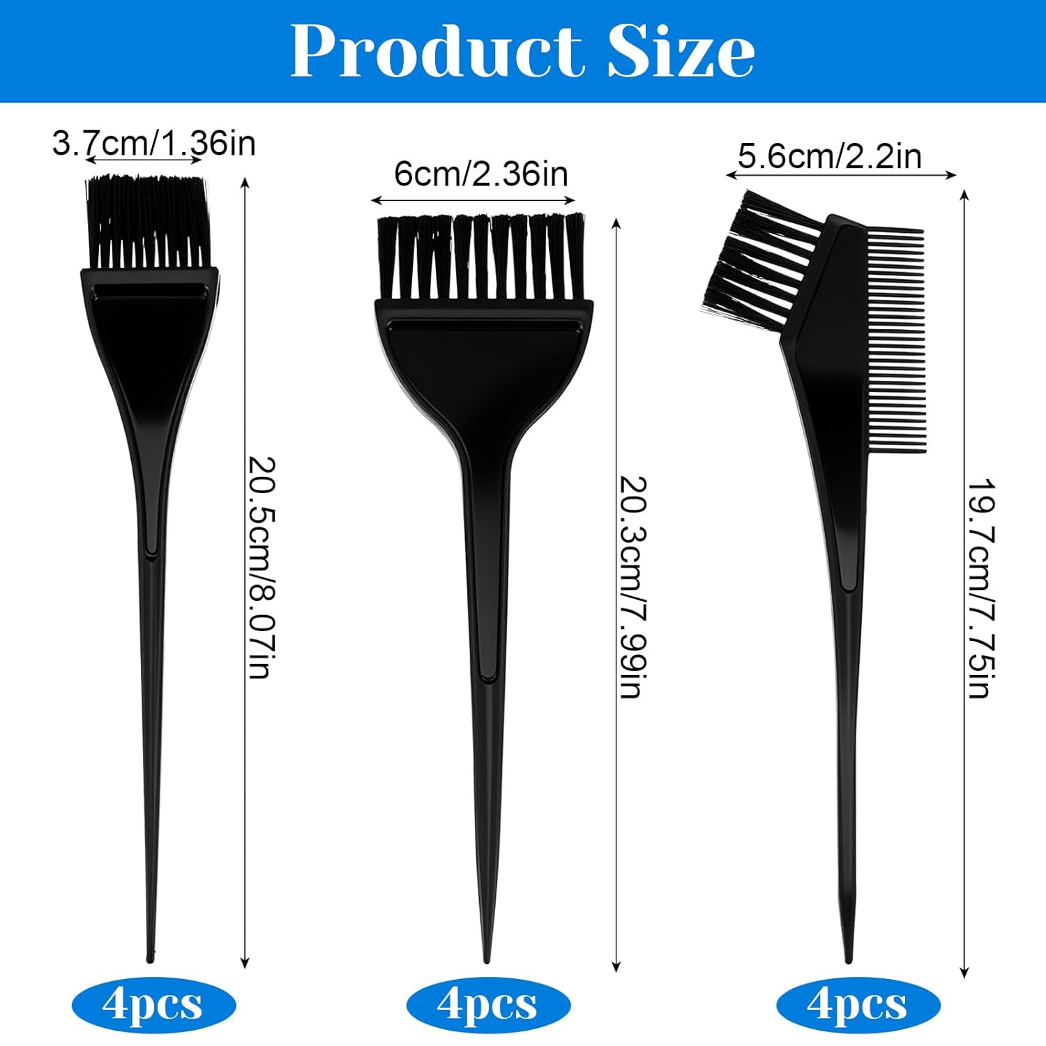 12 Pcs Hair Dye Brush Applicator Kit Hair Coloring Brush Tint Dying Brushes Professional Salon Combs Tools Kits Essential Sharp Tail Comb Mixer for