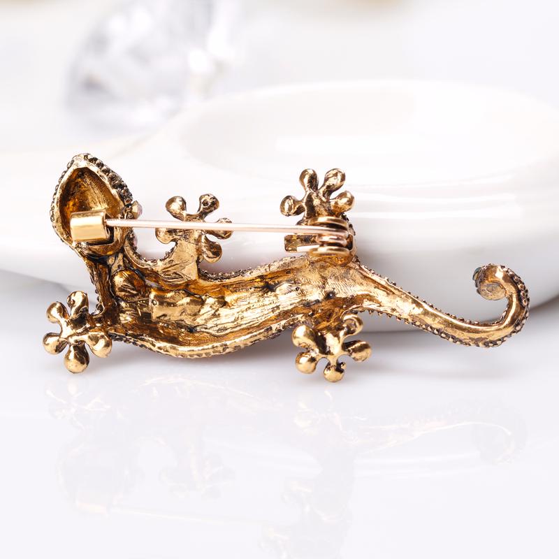 Gecko Fashion Lovely Brooch Animal Alloy Crystal Brooch Dress Jewelry Girl Romantic Wedding Gift