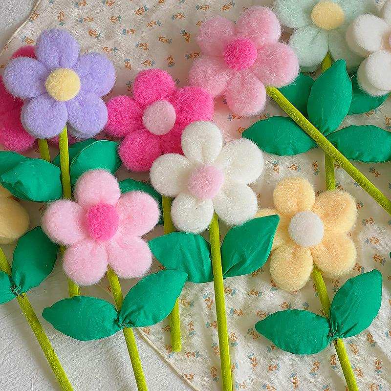 1PC Plush Fabric Flower Creative Fabric Flower Desktop Decoration Fake Flowers Flower Branch Ornaments 23cm