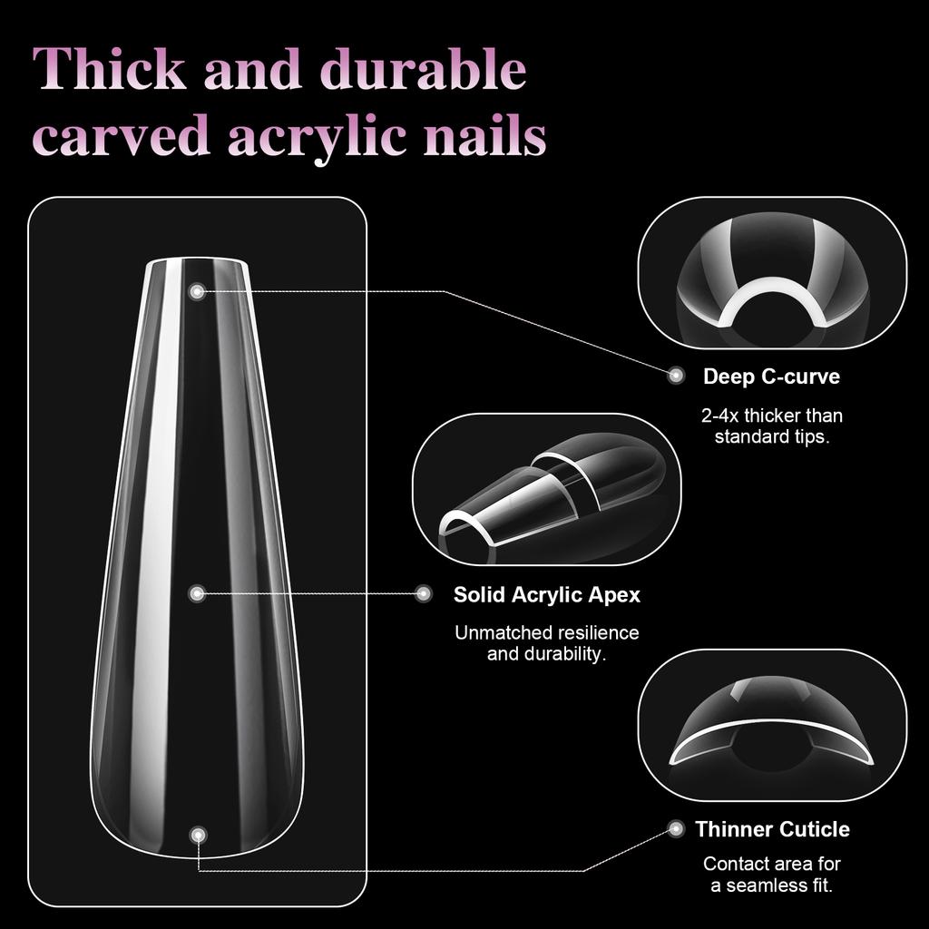 504pcs 2XL Soft Gel Nail Tips Super Long Ballerina Nails Press On Nail Full Cover Nail Art Capsule Fake Tips Extension Tools