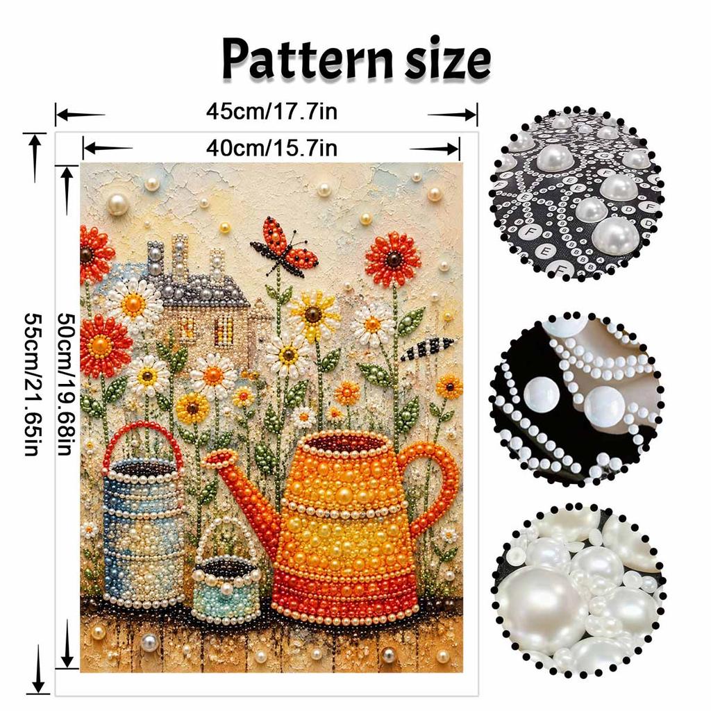 Beautiful Framed Pearl Painting Kit Garden House Flowers DIY 3D Bead Art Canvas Creative Wall Decor Gift for Adults