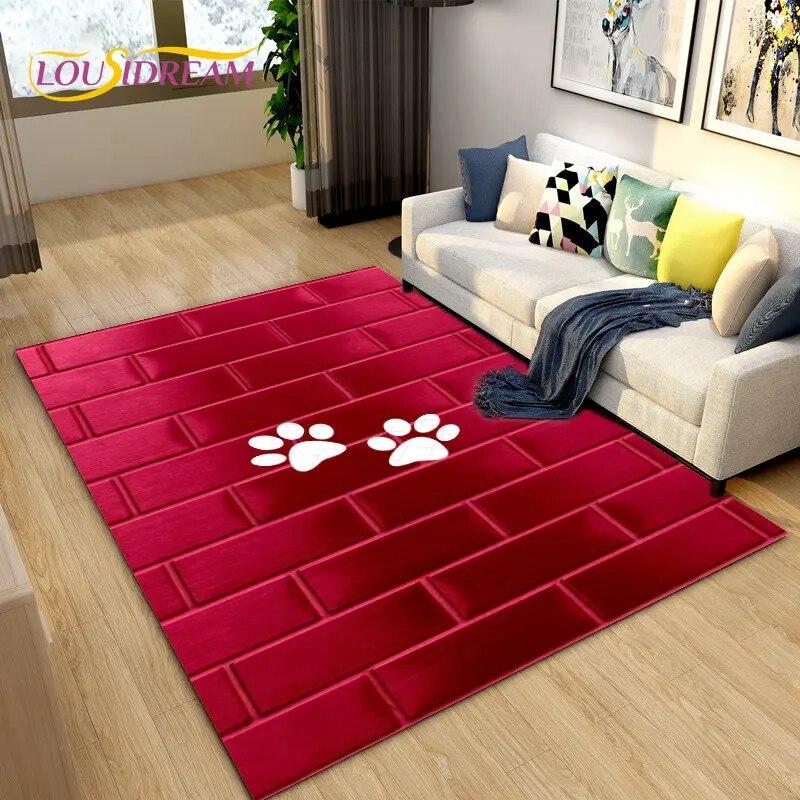 3D Pets Footprint Sole Series Area Rug Large,Carpet Rug for Living Room Bedroom Sofa Doormat Decoration,kids Non-slip Floor Mat
