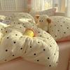 Simple Thickened Milk Fleece Bed Four-Piece Set Flange Coral Fleece Single Quilt Cover Bed Sheet Dormitory Kit