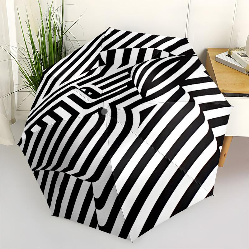 1pc Abstract Pattern Automatic Open/Close Umbrella - Compact Travel Umbrella with 8-Rib Durable Frame, Lightweight & Portable Design Z65
