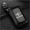 Car Key Bag Zipper Case Anti-Theft Key Fob Pouch Leather Emblem Keychain Zipper for Toyota GR GTR GAZOO Racing Logo Auris Pruis RAV4 CHR Corolla CAMRY