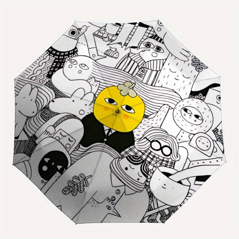 

1pc Abstract Doodle Art Automatic Open, Sturdy Iron Frame, Compact Folding Design, All-Season Portable Umbrella for Women & Men yy250801041