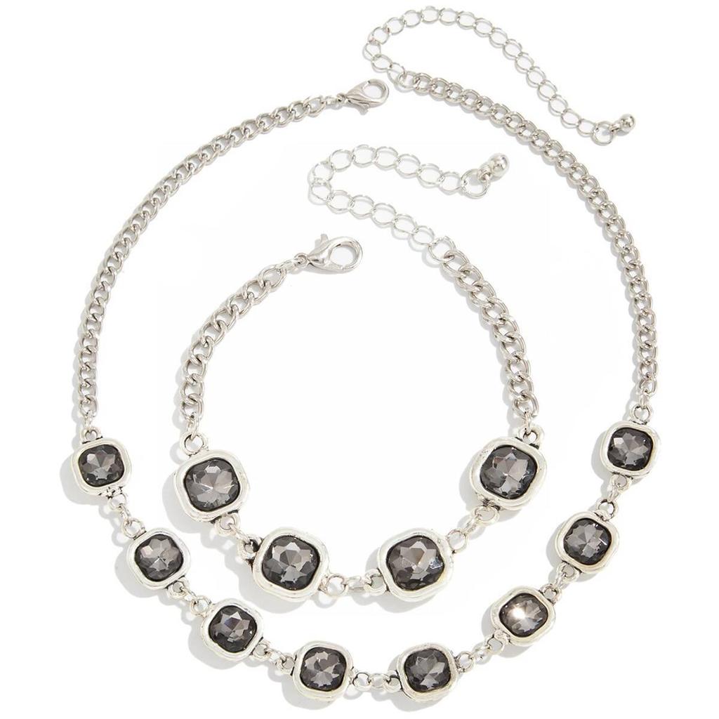 SHIXIN Exquisite Shining Rhinestone Choker Necklace Bracelet Jewelry Set For Women Retro Irregular Short Neck Chain Accessories