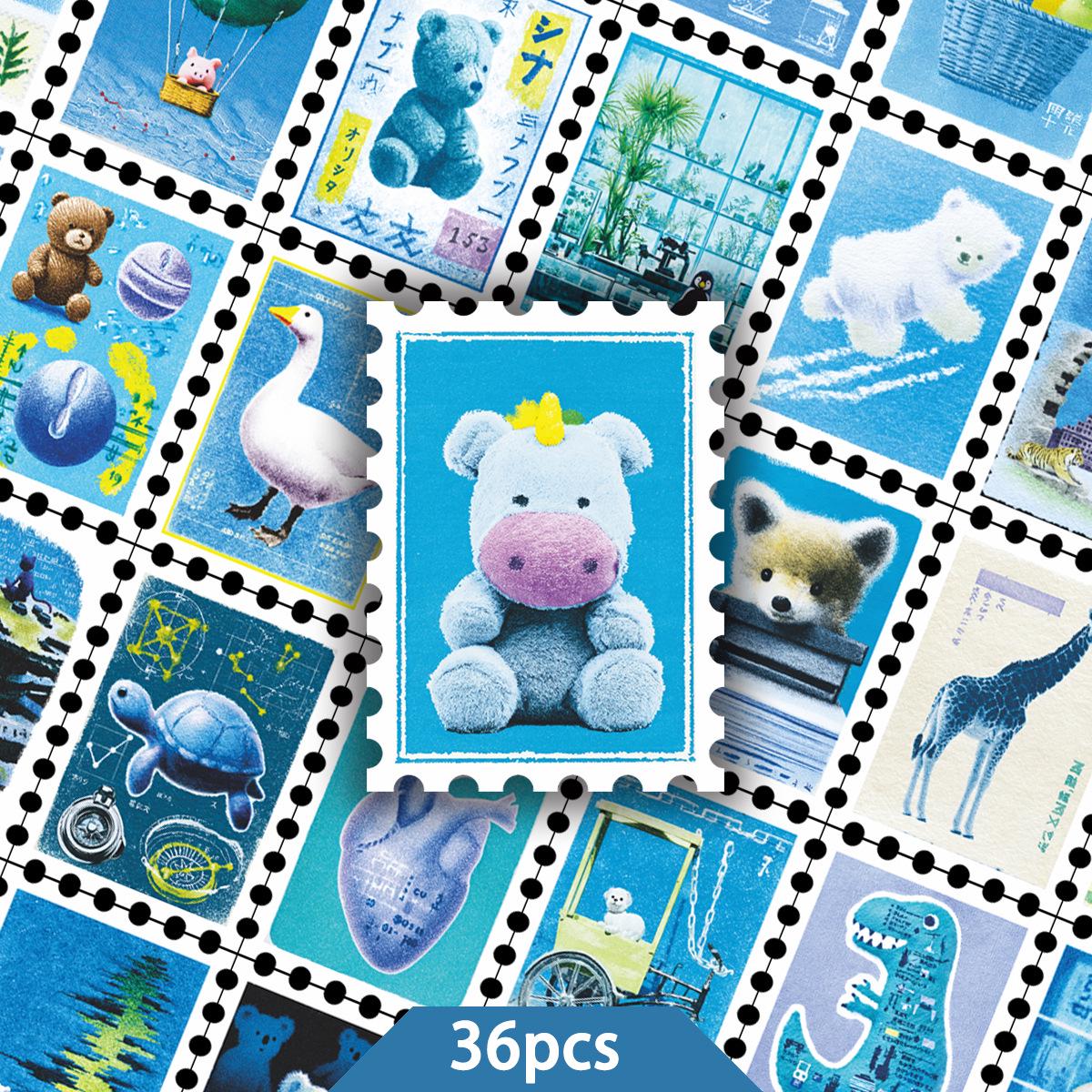 36 Cartoon Animal Stamp Label Stickers for DIY Journal Decoration