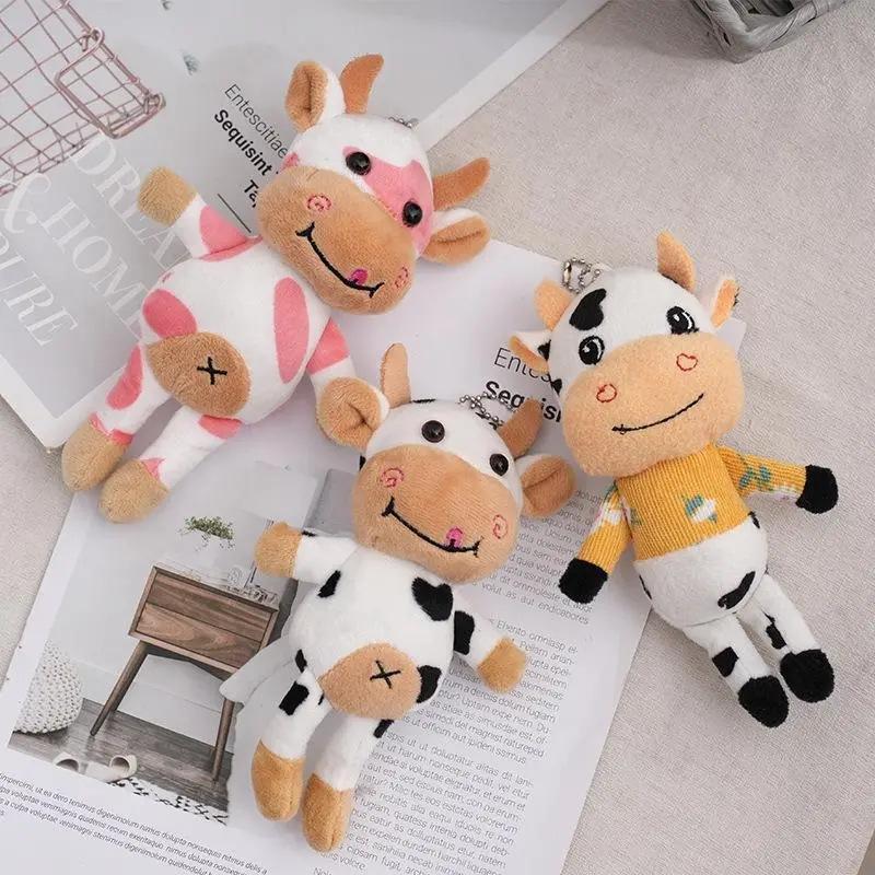 Creative Animal Cow Keychain PP Cotton Soft Spotted Pattern Keyring for Handbag Pendant Small Souvenir