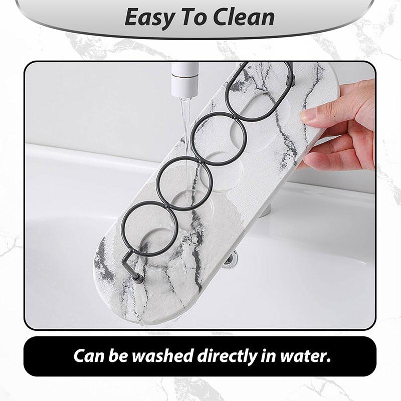 Electric Toothbrush Holder with Diatomite Base Non-slip Absorbent Quick Drying Toothbrush Toothpaste Stand Bathroom Organizer