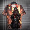 2026 New Men's Samurai Tattoo Girl T-shirt Street 3D Printed Neutral Personality Anime T-shirt Summer Women's Short Sleeve