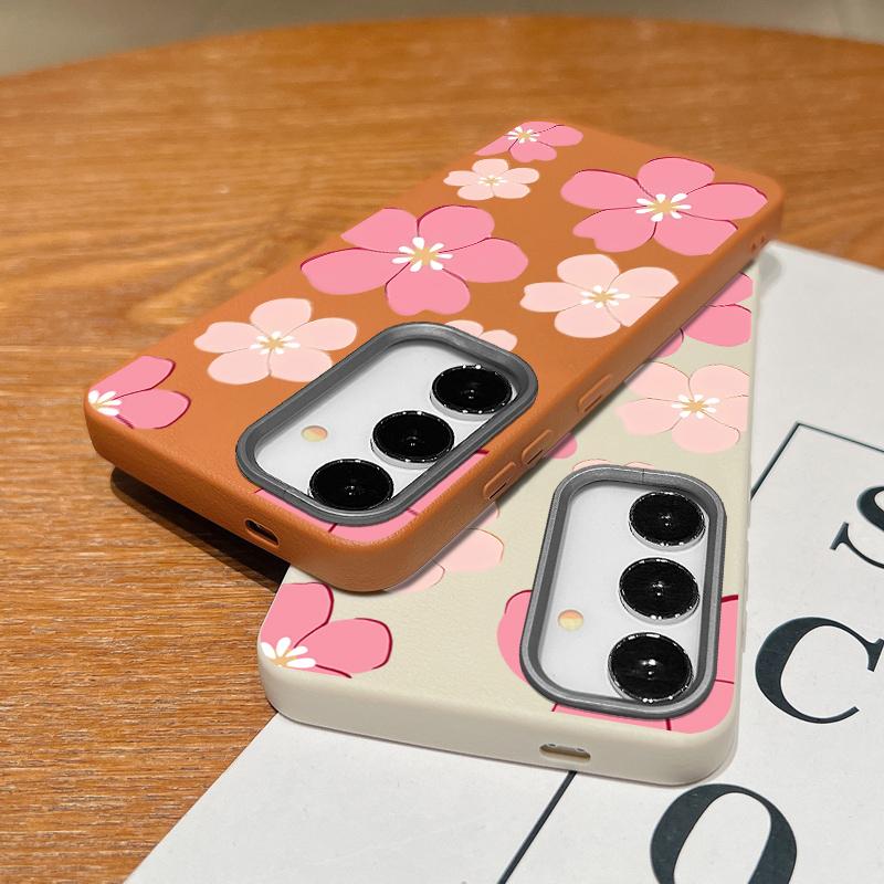 Fresh Style Cherry Blossom Pattern Case For Samsung Galaxy S26 Ultra S25 Edge S24 Plus S23 S22 S21 FE A54 A15 A35 A55 A16 A26 A36 A56 A17 A37 A57 5G