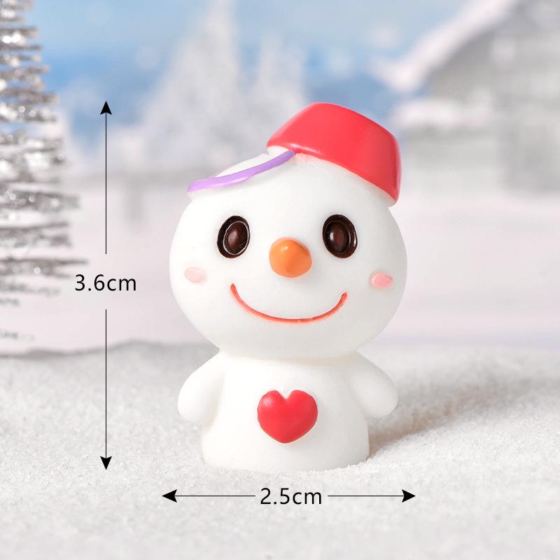 Christmas Cartoon Resin Santa & Snowman Couple Micro Landscape Ornaments
