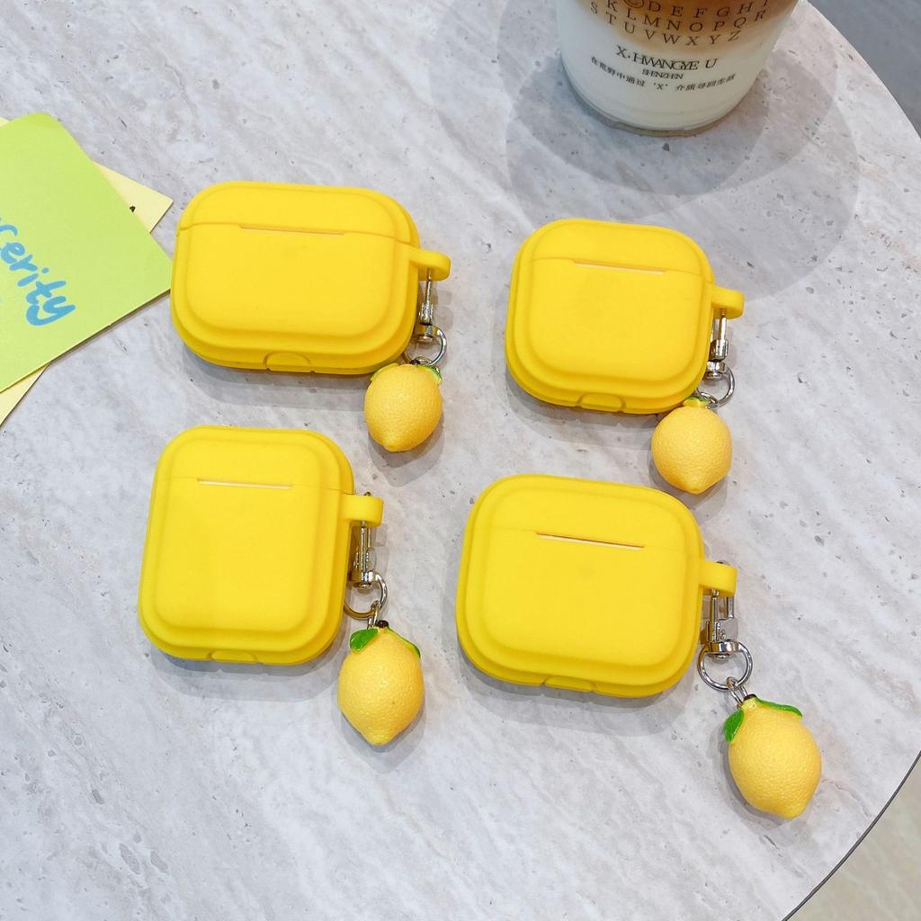 Yellow Square Case, Suitable for 1/1 Generation Apple Bluetooth Headset Cover Pro/Pro1 Generation Lemon Yellow Liquid Soft Case