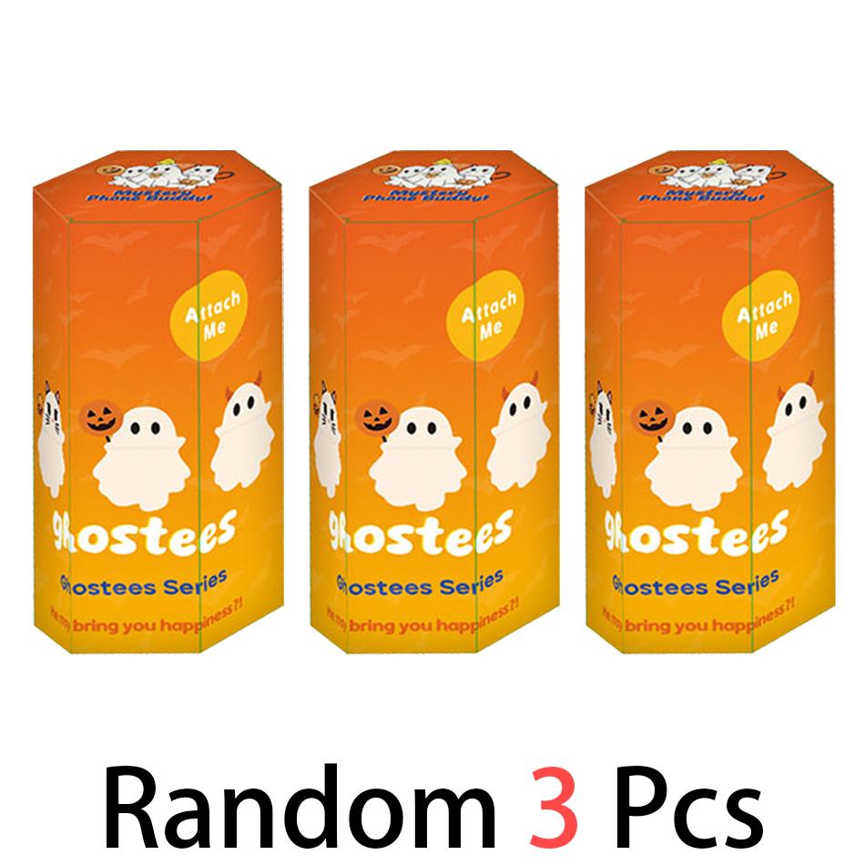 Halloween Ghost Figurine for Phone Decorations Cute Ghost Model Mini Figure Peel-and-stick Decorations For Cell Phone Tablet