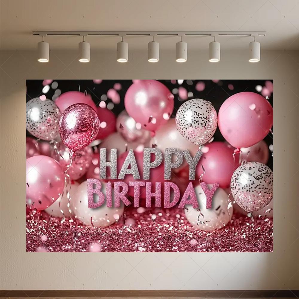 Crown Pink Balloons Background Banner Girls Birthday Party Decorations Flower Photography Backdrop Supplies Photo Shoot Props