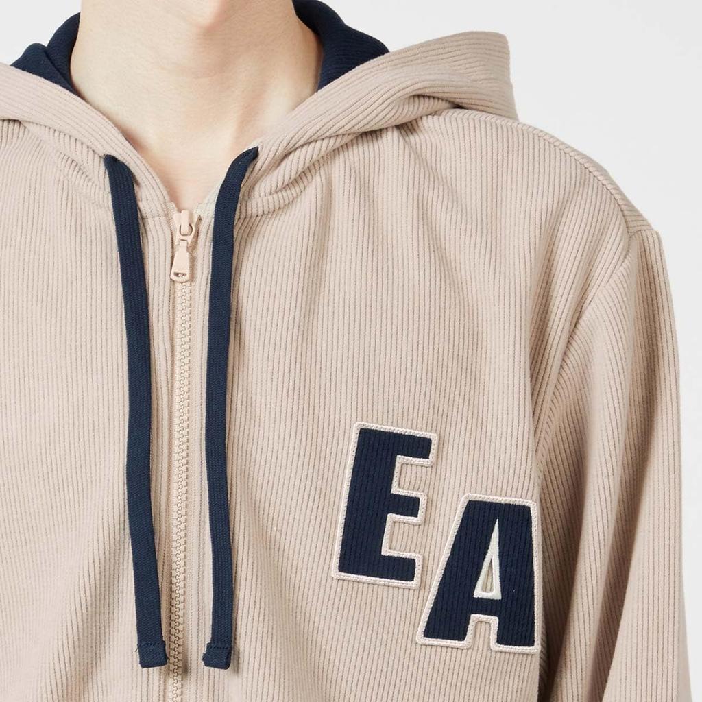 CORDUROY FLEECE FZ HOODIE Hoodie Jacket Open Front Zip Up Parka 54085860 Navy [Emporio Armani] Men's 68.