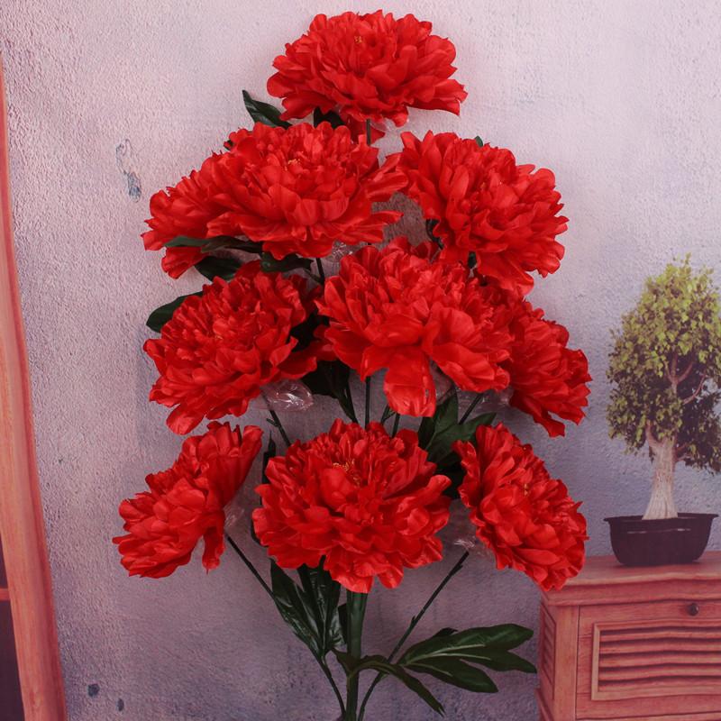 Simulation Peony Flower 10 Heads Rich and Core-spun Peony Simulation Flower Wedding Home Studio Decoration Artificial Fake Flower