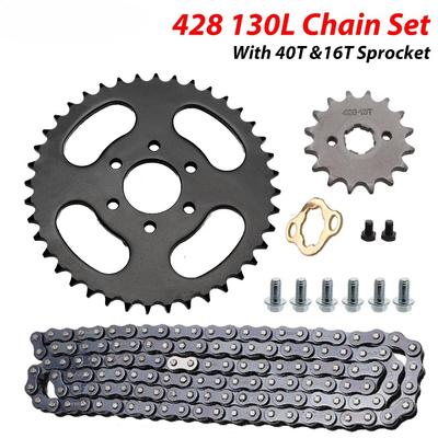 Kit de Cadena 428 130L con Piñón Delantero 16T y Piñón Trasero 40T para ATV Go Kart UTV Buggy Quad Motocicleta 125cc 150cc 200cc 250cc