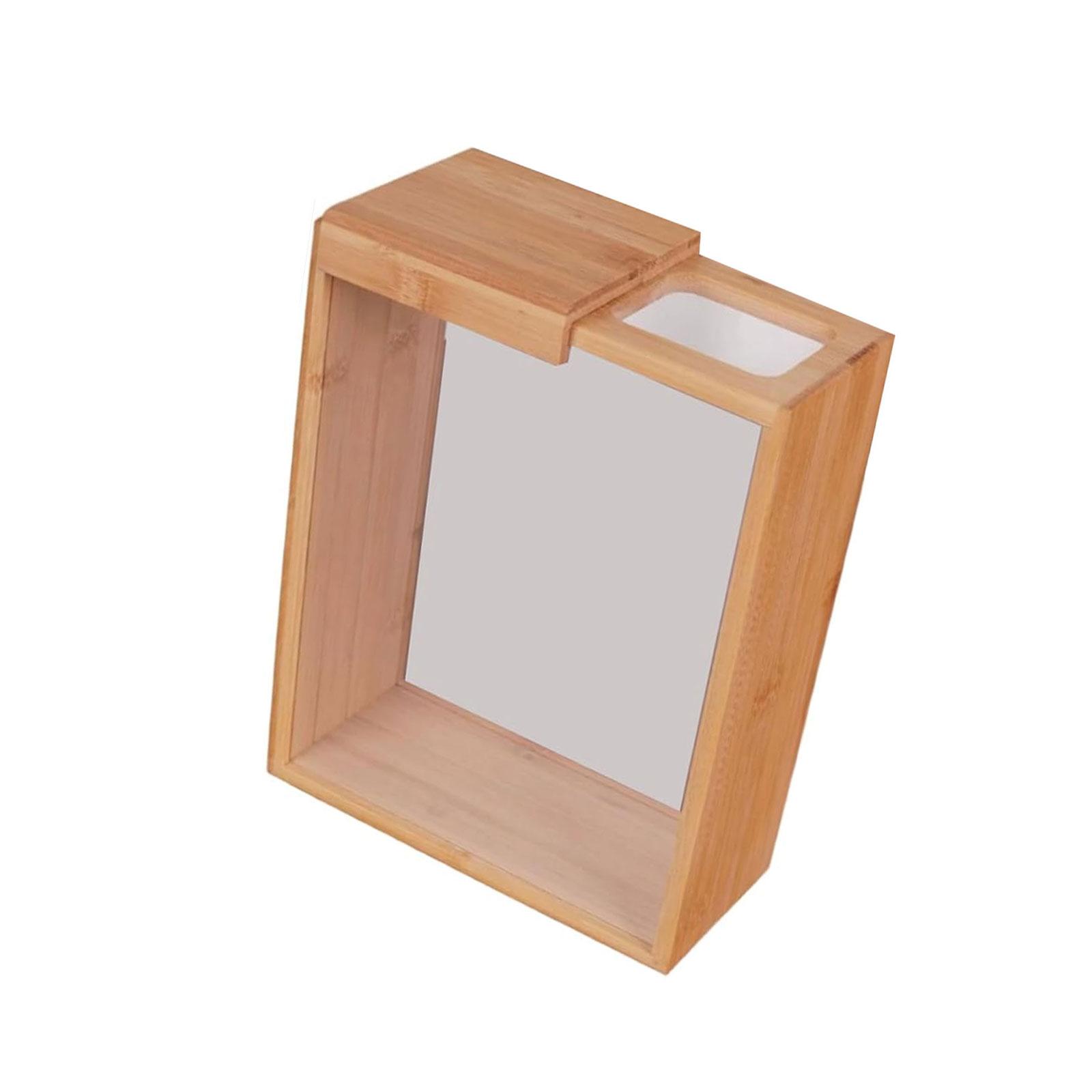 Multipurpose Bamboos Wood Storage Box For Grains Snacks Pet Food Slide Lid Dispenser for Cereal and Rice